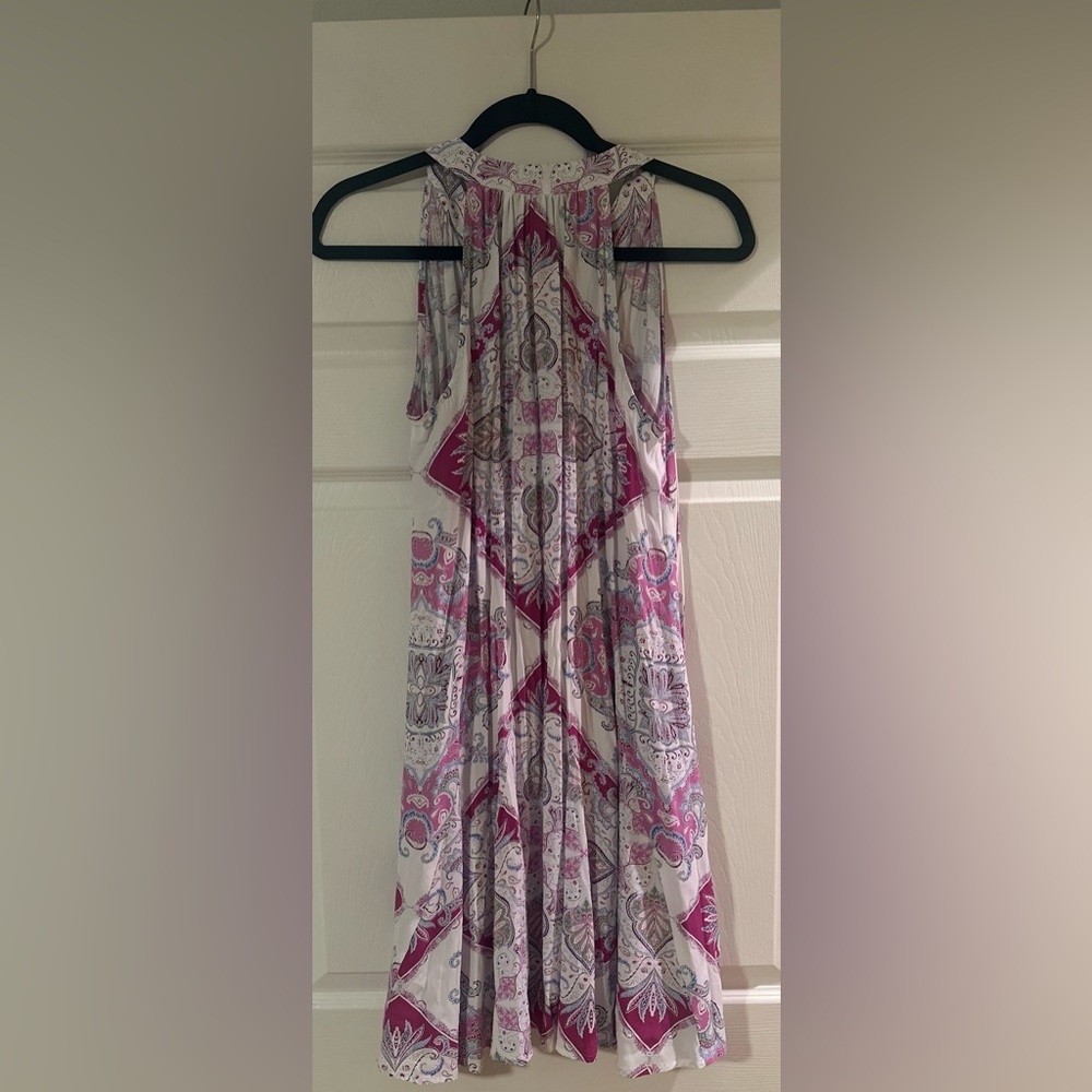 NWT Women’s LOFT Boho Sleeveless‎ Paisley Print Shift Pink White Spring Dress M. - Picture 5 of 5